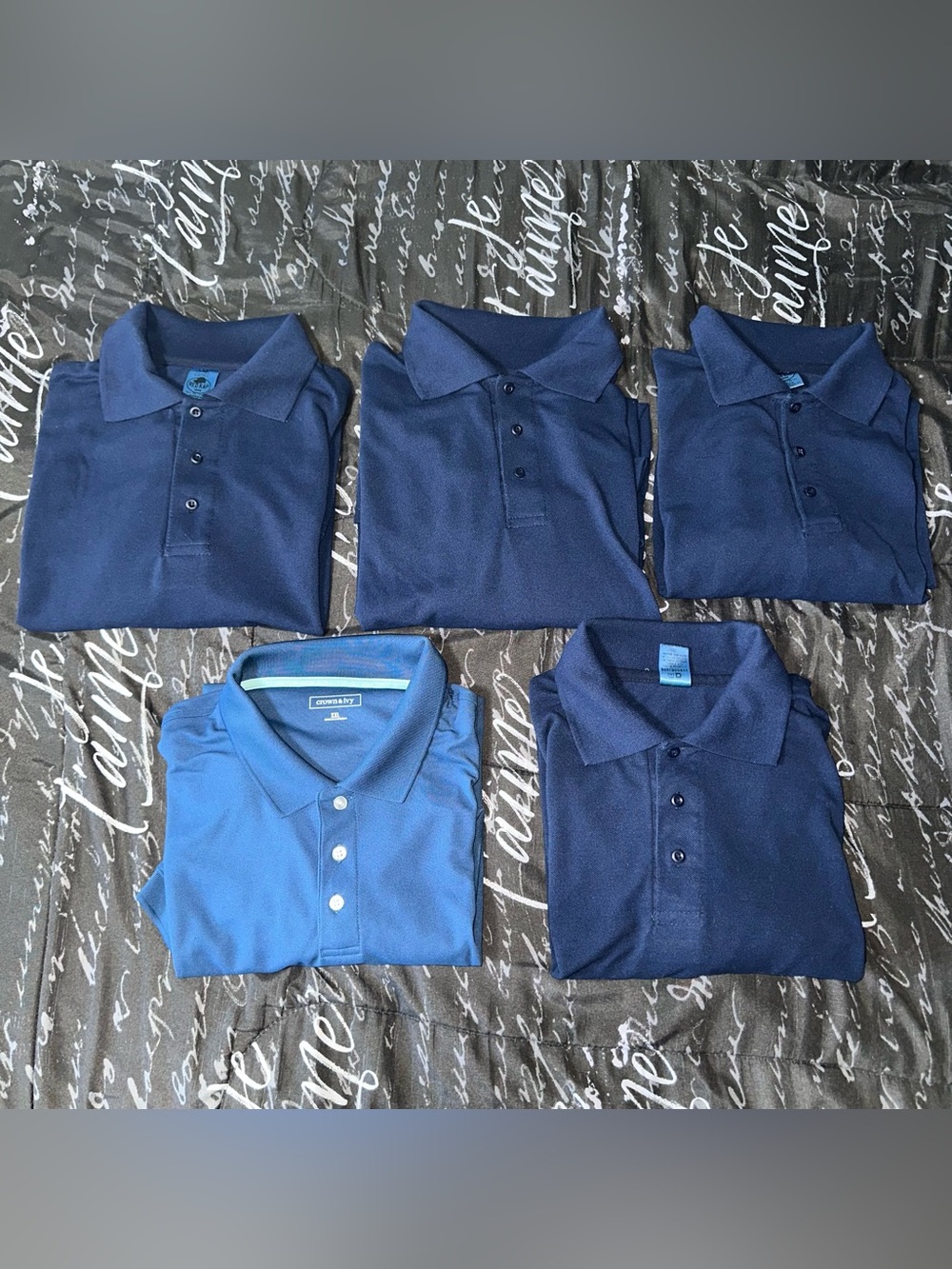 Bundle Of 5 XXL Men’s Performance Polo Shirts For Work Red Kap, Crown & Ivy Blue